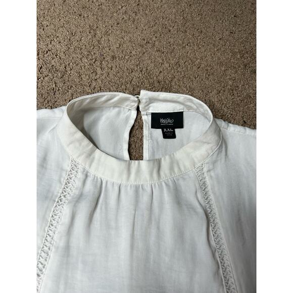 Women’s 2XL Mossimo White Flowy Dressy Tank Top High Neck - Picture 3 of 4